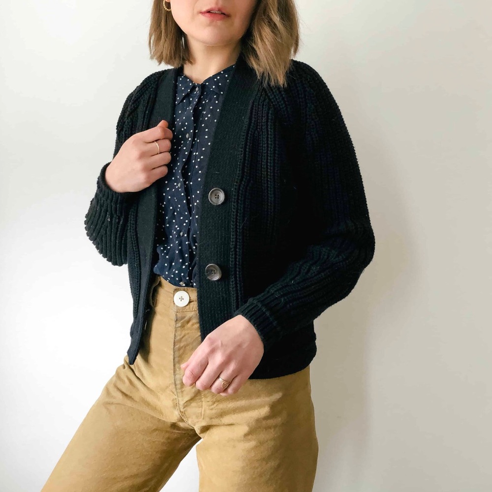 Everlane Black Chunky Knit Cardigan